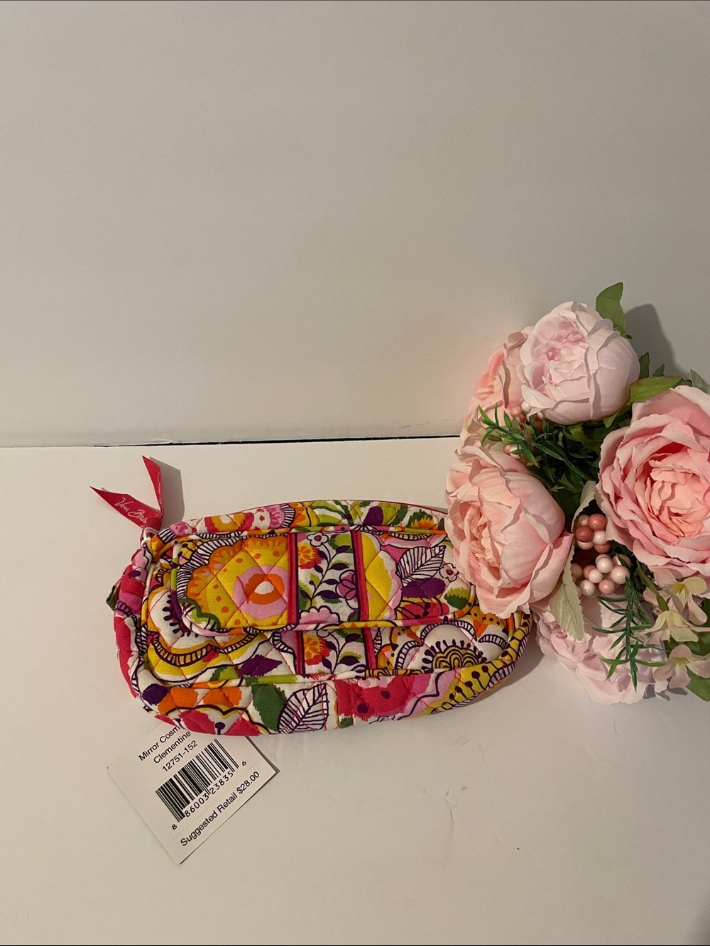 Vera Bradley Pink Yellow Multicolor Quilted Cosmetic Case